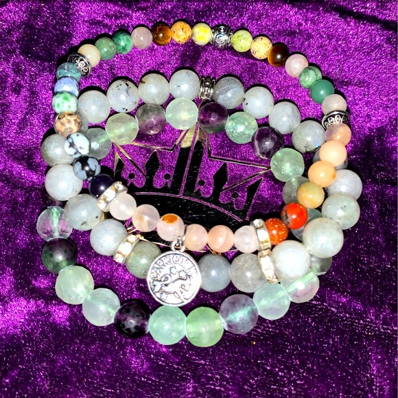 New Handmade Capricorn Zodiac Healing Stack Natural Stone Bracelet Set(Set of 3) - Picture 2 of 16